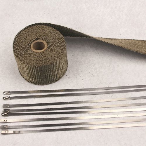 New titanium exhaust/header heat wrap, 2" x 25' roll with stainless ties kit bst