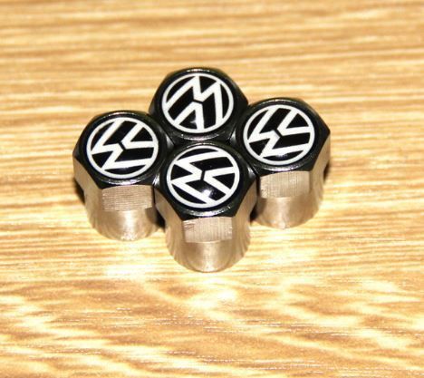 Car tyre valve cover for vw black &amp; white set 4 new