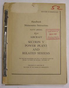 1958 fj-4 power plant &amp; related systems original maintenance instructions