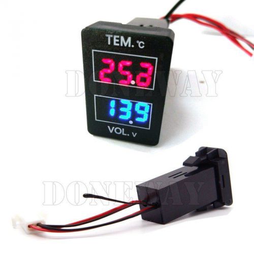 Sell 2in1 LED Digital Voltage Voltmeter Temperature Meter For Toyota 32x23mm New Mold in