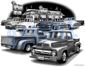 Ford truck 53,54,55,56 muscle car pick-up art print   ** free usa shipping **