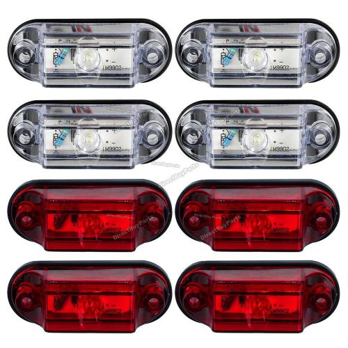 8pcs new 2.85" red/white led marker light 1led trailer truck street rod jeep