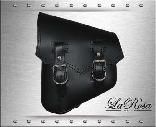 La rosa black leather clasick harley softail chopper bobber left solo saddle bag