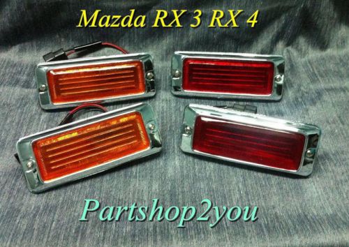 Mazda rx3 rx4 808 929 side marker fender lamp light red&amp;orange set 4 pcs