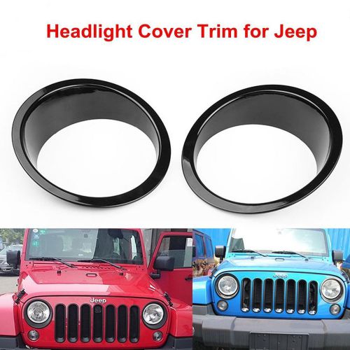 Black bezels front light headlight trim cover abs for 2007-2016 jeep wrangler jk