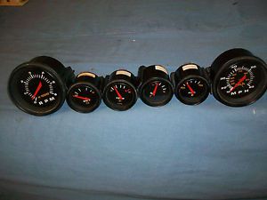 Set of 6 used quicksilver boat gauges mph rpm temp oil battery fuel clean