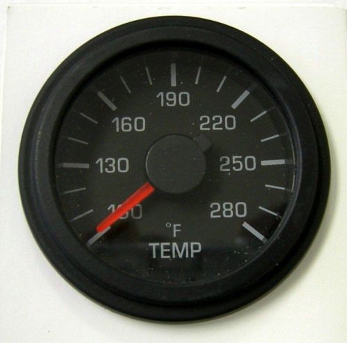 Temp gauge, 2&#034;/52mm, full sweep, black/black, white led lighting, 001-t-bb