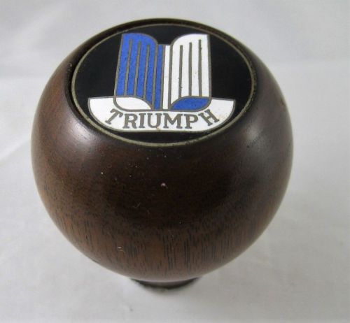 Vintage triumph gear shift knob wood &amp; enamel