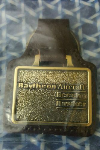 Raytheon aircraft, beech, hawker leather/brass key fob. new,in sealed package.