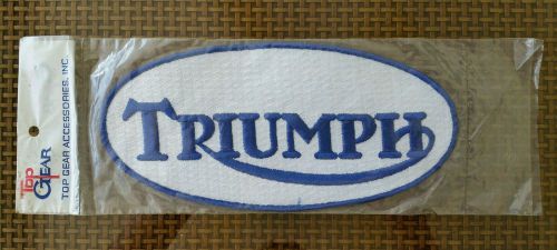 Classic triumph factory oval patch lg 8.6&#034; x 4&#034; new in pkg w/topgear sticker