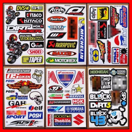 Motocross dirt bike car  racing bike atv helmet truck stickers 6 sheets