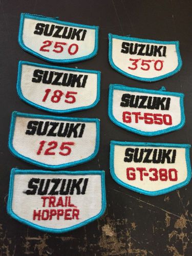 7 old vintage suzuki embroidered motorcycle moto cross patches 3 1/4&#034; by 2&#034;
