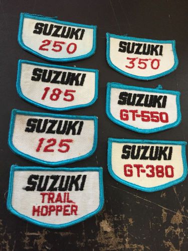 7 old vintage suzuki embroidered motorcycle moto cross patches 3 1/4" by 2"
