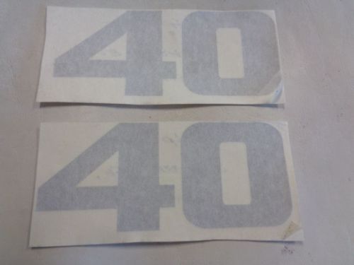 Number 40 decal pair ( 2 ) silver 5 1/4&#034; x 2 1/4&#034; marine boat