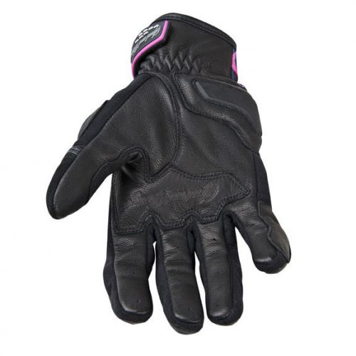 Speed &amp;strength cat out'a hell-short womens leather/textile gloves,black/pink,xl