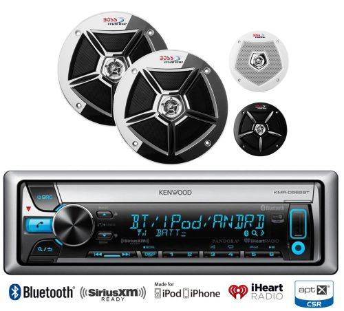 Kenwood bluetooth usb cd marine radio,2 boss marine 6.5&#034;speakers w/multi grilles