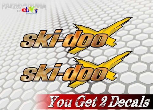 2 ski-doo gold chrome 28" vinyl decals snowmobile sled renegade tundra stickers