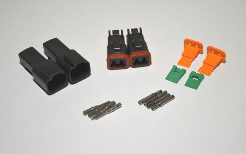 2 x deutsch dt 2-pin genuine black connector kit,14 awg solid contacts, from usa