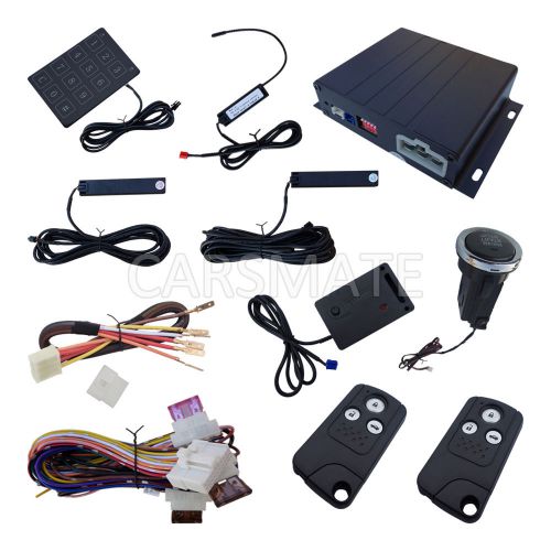 Pke car alarm system with shock sensor with push button start password keyboard