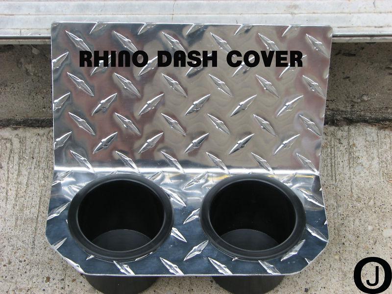 Yamaha rhino diamond plate aluminum center dash mounting dual cup drink holder 
