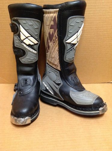 Boy's black steel toe fly racing motocross boots size 2