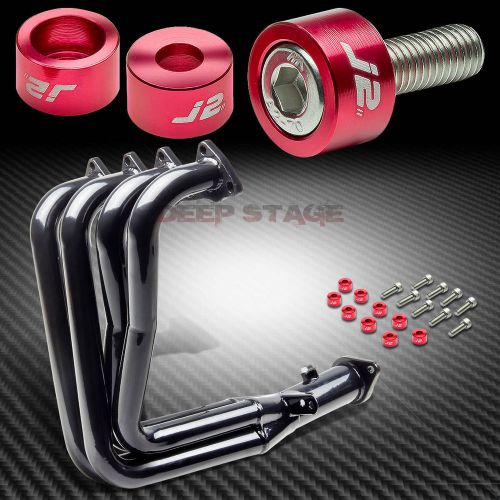 J2 for 94-01 dc2 black exhaust manifold race header+red washer cup bolts
