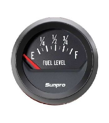 Sunpro 2&#034; fuel level gauge black / black bezel new cp8219 authorized distributor