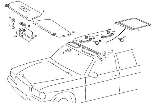 Mercedes benz w123 sun visors (sienna) oem 1238104010 &amp; 1238103710 *