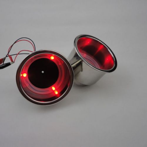 2pcs red stainless steel led cup drink holder marine boat car truck camper light