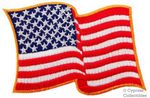 American flag waving iron-on biker patch usa embroidered us patriotic emblem new