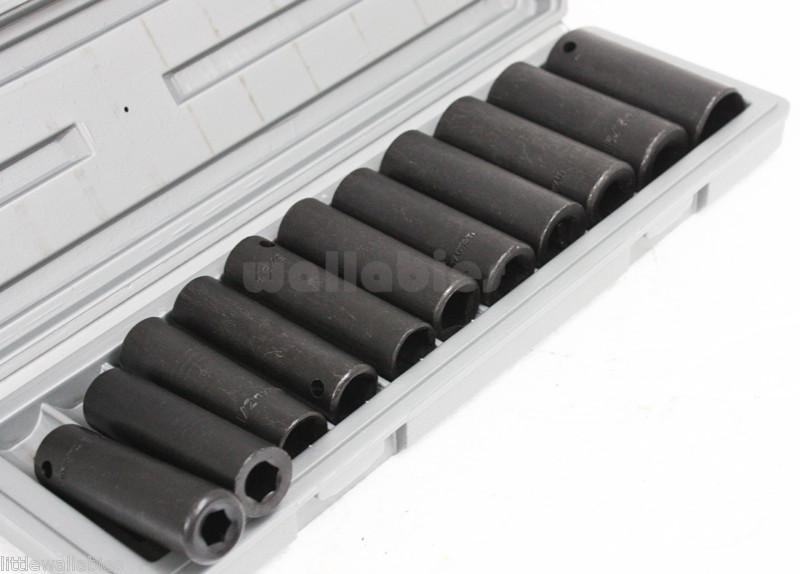 12 pcs 1/2" dr. 6 points metric deep impact socket set w/case home & business hd