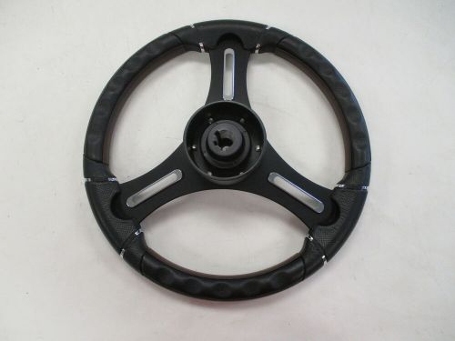 STEERING WHEEL W/ HUB 14 1/4" FAUX WOOD & BLACK 3/4" TAPERED KEYWAY MARINE BOAT, US $129.95, image 2
