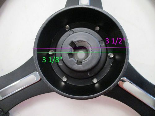 STEERING WHEEL W/ HUB 14 1/4" FAUX WOOD & BLACK 3/4" TAPERED KEYWAY MARINE BOAT, US $129.95, image 3