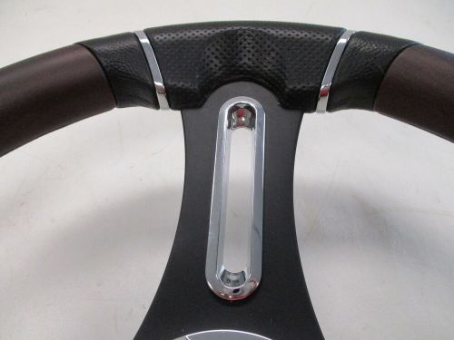 STEERING WHEEL W/ HUB 14 1/4" FAUX WOOD & BLACK 3/4" TAPERED KEYWAY MARINE BOAT, US $129.95, image 7