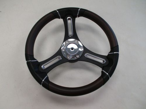 STEERING WHEEL W/ HUB 14 1/4" FAUX WOOD & BLACK 3/4" TAPERED KEYWAY MARINE BOAT, US $129.95, image 12