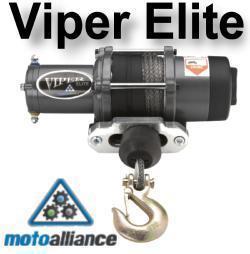 New viper elite 3000lb winch black amsteel-blue synthetic rope motoalliance
