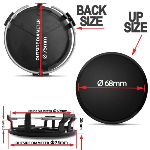 4x 75mm compatible with mercedes alloy wheel center hub centre caps black silver