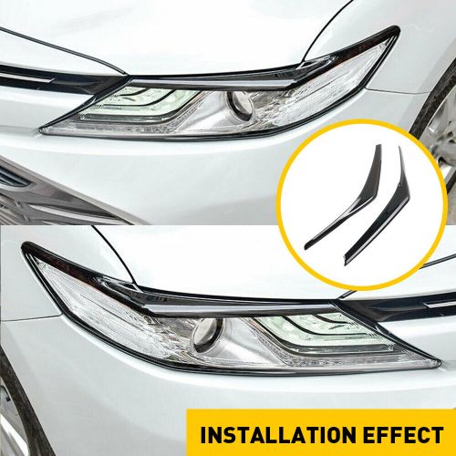 GLOSSY BLACK HEADLIGHT EYELID EYE LID EYEBROWS COVER FOR TOYOTA 2018-2022 CAMRY, US $17.99, image 2