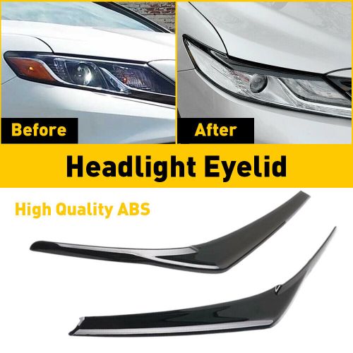 GLOSSY BLACK HEADLIGHT EYELID EYE LID EYEBROWS COVER FOR TOYOTA 2018-2022 CAMRY, US $17.99, image 6