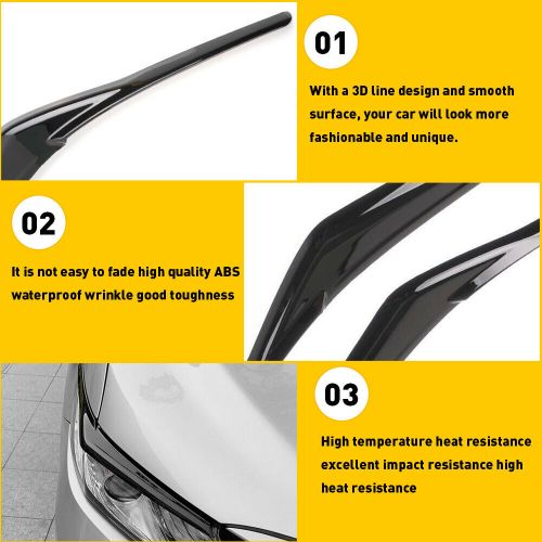 GLOSSY BLACK HEADLIGHT EYELID EYE LID EYEBROWS COVER FOR TOYOTA 2018-2022 CAMRY, US $17.99, image 11
