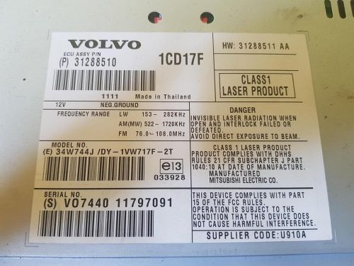 Volvo C30 CD DVD Sat Nav Disc Unit 2012 31288510, US $, image 2