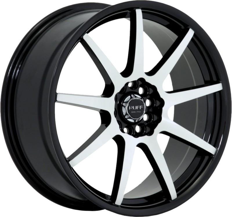 17" inch 5x100 5x4.5 black machined wheels rims 5 lug honda toyota nissan chevy