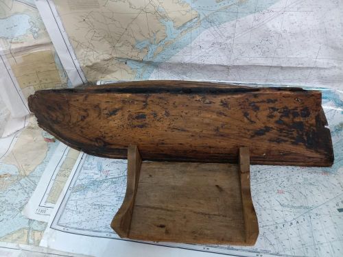 Boaters' Resale Shop of TX 2409 0171.31 PRIMITIVE WOODEN BOAT HULL & STAND MODEL, US $254.99, image 3