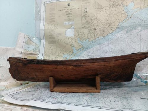 Boaters' Resale Shop of TX 2409 0171.31 PRIMITIVE WOODEN BOAT HULL & STAND MODEL, US $254.99, image 5