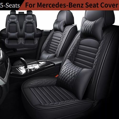 For Mercedes-Benz Full Set PU Leather Car 5 Seat Covers Front Rear Protector Pad, US $80.00, image 26