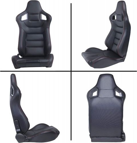 Racing Seat Pair Universal Black Leather Reclinable Bucket Sport Seat ,Set of 2, US $385.98, image 2