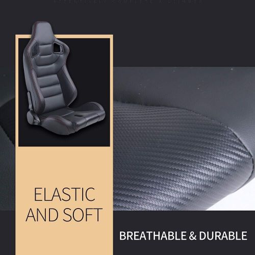 Racing Seat Pair Universal Black Leather Reclinable Bucket Sport Seat ,Set of 2, US $385.98, image 3