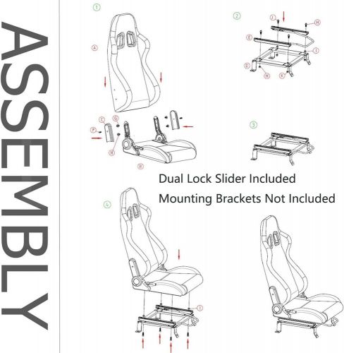 Racing Seat Pair Universal Black Leather Reclinable Bucket Sport Seat ,Set of 2, US $385.98, image 5