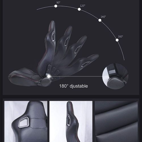 Racing Seat Pair Universal Black Leather Reclinable Bucket Sport Seat ,Set of 2, US $385.98, image 7