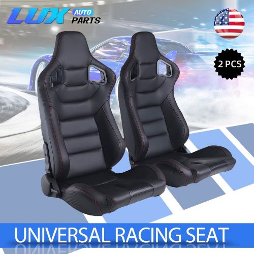 Racing Seat Pair Universal Black Leather Reclinable Bucket Sport Seat ,Set of 2, US $385.98, image 11